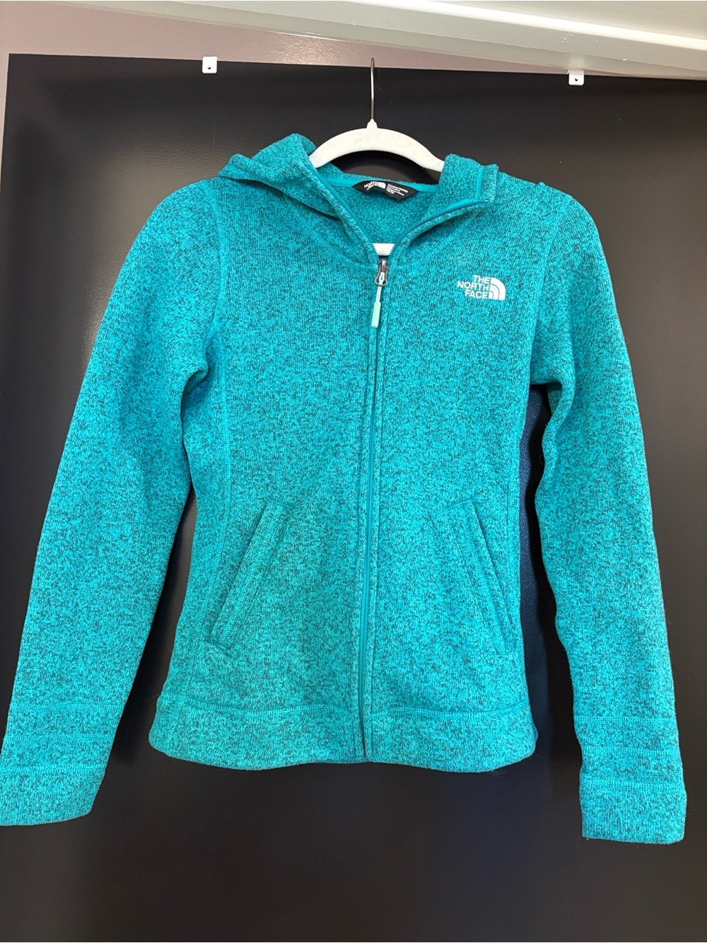 The North Face Crescent Teal Hooded Full-Zip Fleece Jacket